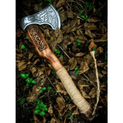 viking axe made of damascus steel with a ashwood shaft, a custom-made gift axe that would make a perfect present for hi