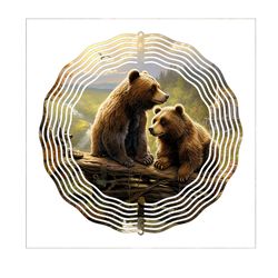 cute bear 8inch 3d metal wind spinner