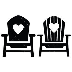 adirondack chair heart svg, png, pdf, beach summer svg, patio chair svg