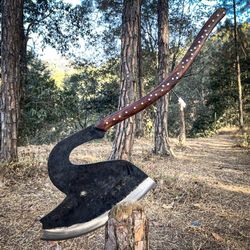 ancient big viking axe for wood cutting, durable & sharp 38-inch 5160 steel blades, functional knife, valentine gifts