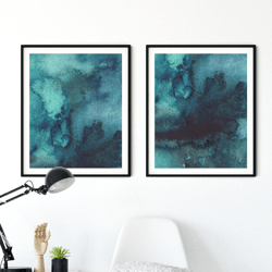 abstract print, watercolor wall art, printable poster, set print