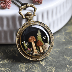 real mushroom necklace. mushroom pendant. dried mushroom jewelry.