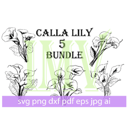 calla lily svg, callas flower svg bundle, calla bouquet set, wedding invitation flowers