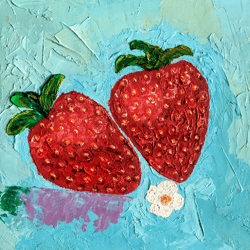 strawberry painting original art  oil  artwork