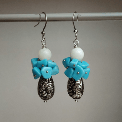 turquoise coral earrings beaded earrings dangle drop earrings