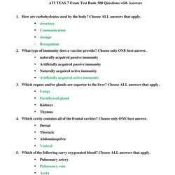 ati teas 7 exam test bank 300 questions with correct answers (nursing student)