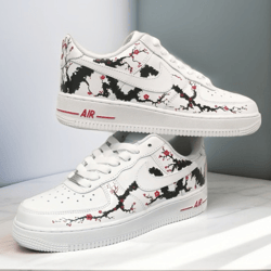 japan custom shoes, luxury inspire unisex sneakers, sexy, gift, white, black, shoes, designer art, wearable art af1