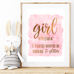 girl definition, funny girl meaning, printable wall art, pink nursery prints, girl baby room decor, baby shower gifts