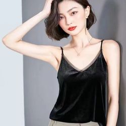 close-fitting sexy suspender top ,suspender velvet vest for women ,spring /summer new sleeveless fashion