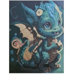 wall art acrylic painting on canvas little dragon