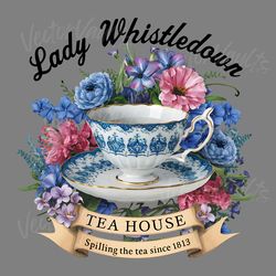 flowers tea cup lady whistledown tea house 1813 png