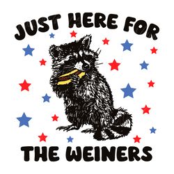 vintage just here for the wieners racoon american flag svg