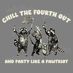 vintage chill the fourth out usa flag funny racoon svg