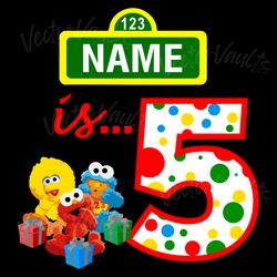 custom sesame street 5th birthday png digital download files