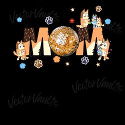 glitter disco ball bluey mom png digital download files