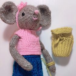 mouse daisy knitted toy with clothes and accessories