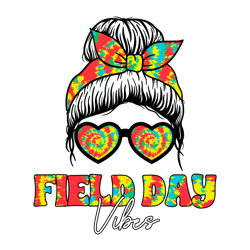 retro field day vibes messy bun svg