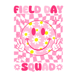 checkered field day squad floral face svg