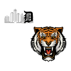 retro detroit tigers logo skyline svg