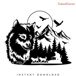 howling wolf svg digital download files