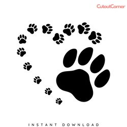 dog paw heart digital download files