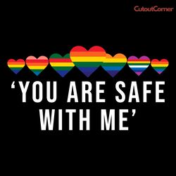 pride month lgbt flag rainbow heart support friends you are safe with me shirt svg