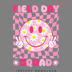 checkered field day squad floral face svg