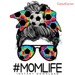 retro mom life soccer messy bun png digital download files