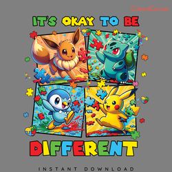 okay to be different pikachu friends png