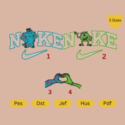 nike sully and nike mike embroidery file  - nike sully and mike