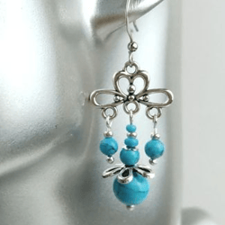 turquoise earrings beaded earrings dangle drop chandelier earrings