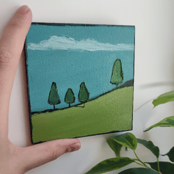 oil painting "summer day". landscape painting. painting on fiberboard. small oil painting.