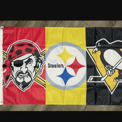 pittsburgh steelers pirates penguins flag 3x5 ft sports banner man-cave garage