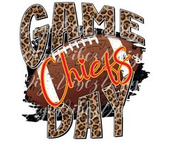 game day chiefs leopard football png digital download