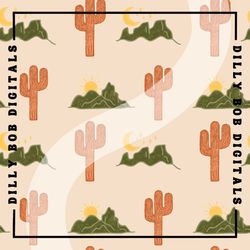 77boho desert seamless pattern, cactus seamless pattern, boho seamless pattern, boho desert digital fabric design, print