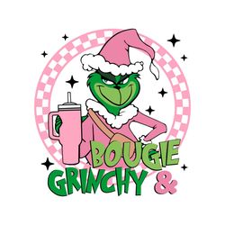 pink bougie and grinchy stanley svg