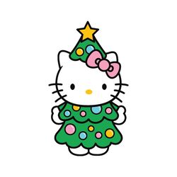 funny christmas tree hello kitty svg