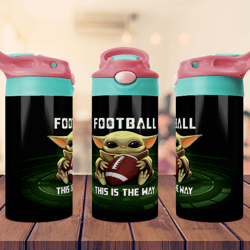 baby yoda design tumbler , kids 12oz flip top sippy tumbler sublimation tumbler png file , football digital download