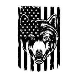 wolf with american flag svg digital download files