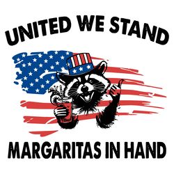 united we stand margarita in hand usa flag raccoon svg