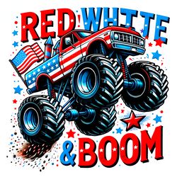 monster truck red white and boom png digital download files