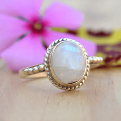 dainty moonstone ring silver, handmade moonstone ring women, gemstone ring sterling silver stone ring women gift for her