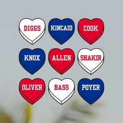 buffalo bills players valentine conversation hearts svg file