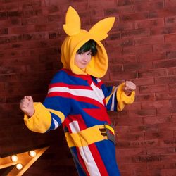 in stock sale, ready to ship! custom allmight hero inspired kigurumi 150-155 cm height