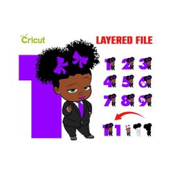 afro baby girl boss birthday numbers svg layered african american boss baby girl svg cricut baby shirt diy svg numbers png birthday banners