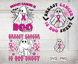 breast cancer is boo sheet png, breast cancer awareness svg, halloween breast cancer svg, breast cancer halloween ghost