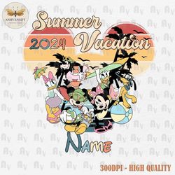 custom name summer vacation 2024 png, beach trip png, mouse and friends png, vacay mode png, summer vibes png, sunset pn