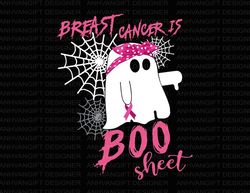 breast cancer is boo sheet svg, funny boo svg, halloween breast cancer, breast cancer, pink ribbon, breast cancer
