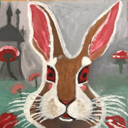 the fabulous rabbit painting original art oil