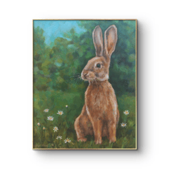 bunny original oil painting animal art